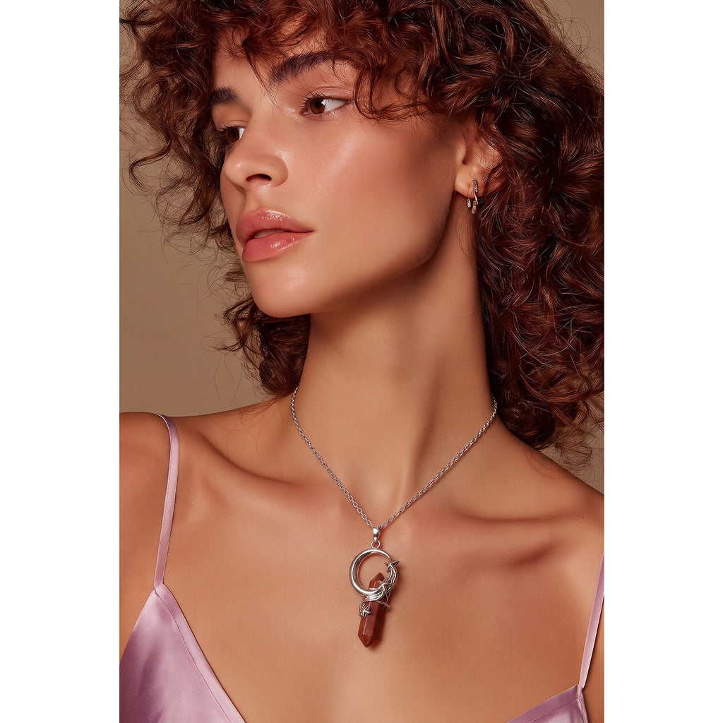 Boho Crystal Moon Star Pendant‎ Necklace