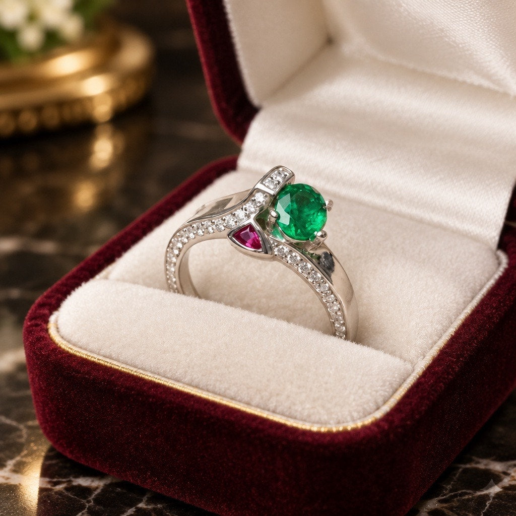 Vintage Art Deco Emerald Bypass Ring