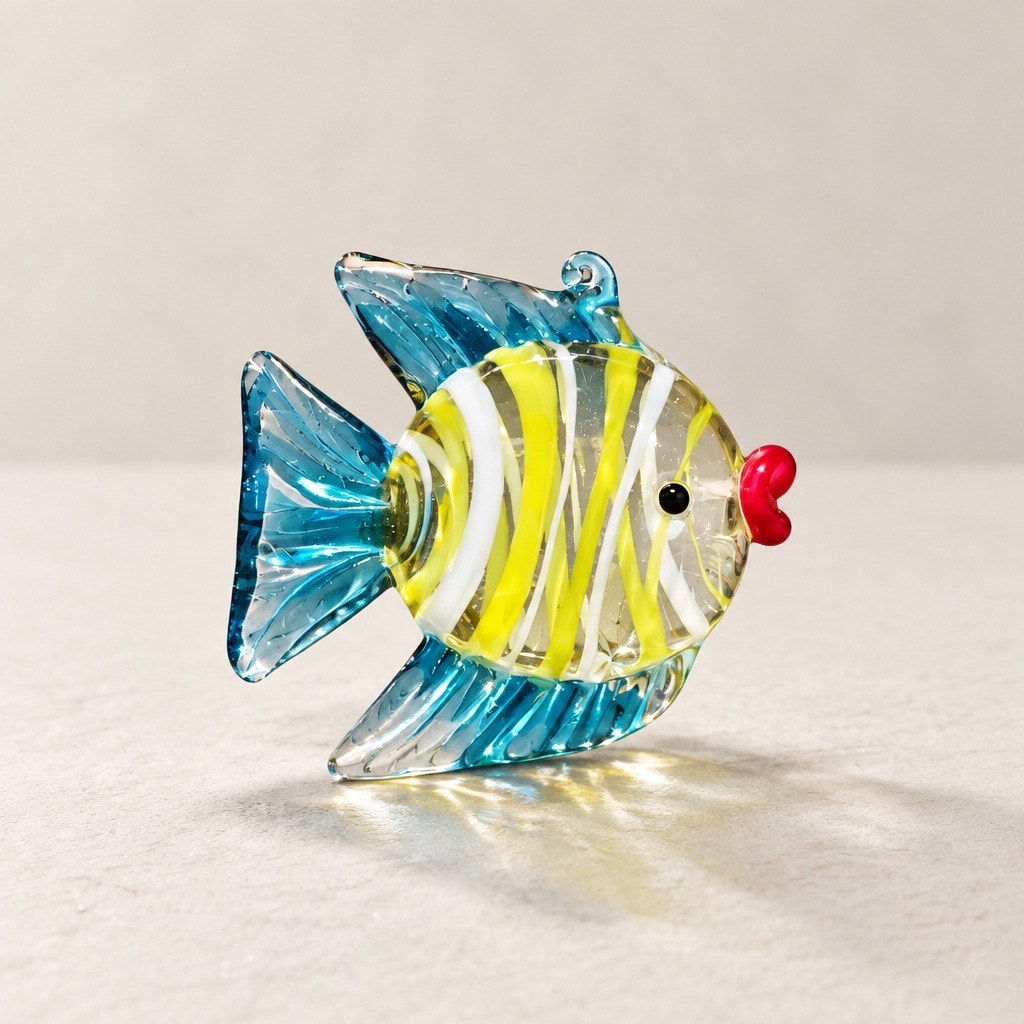 The Coral Reef Angel: Miniature Hand Blown Art Glass Tropical Striped Angelfish Paperweight