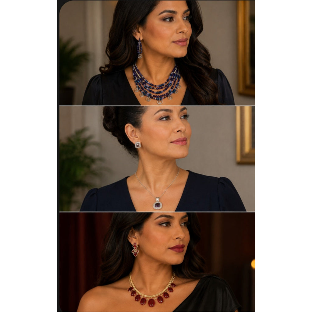 Bohemian Blue Multi-Strand Statement Necklace with Silver Charms-Premier Designs