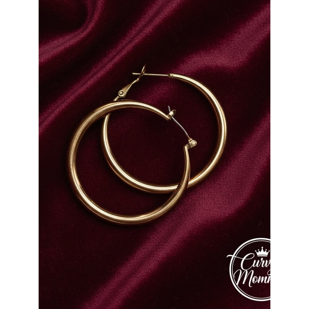 c. 1990s High-Polish Slender Classic Hoops